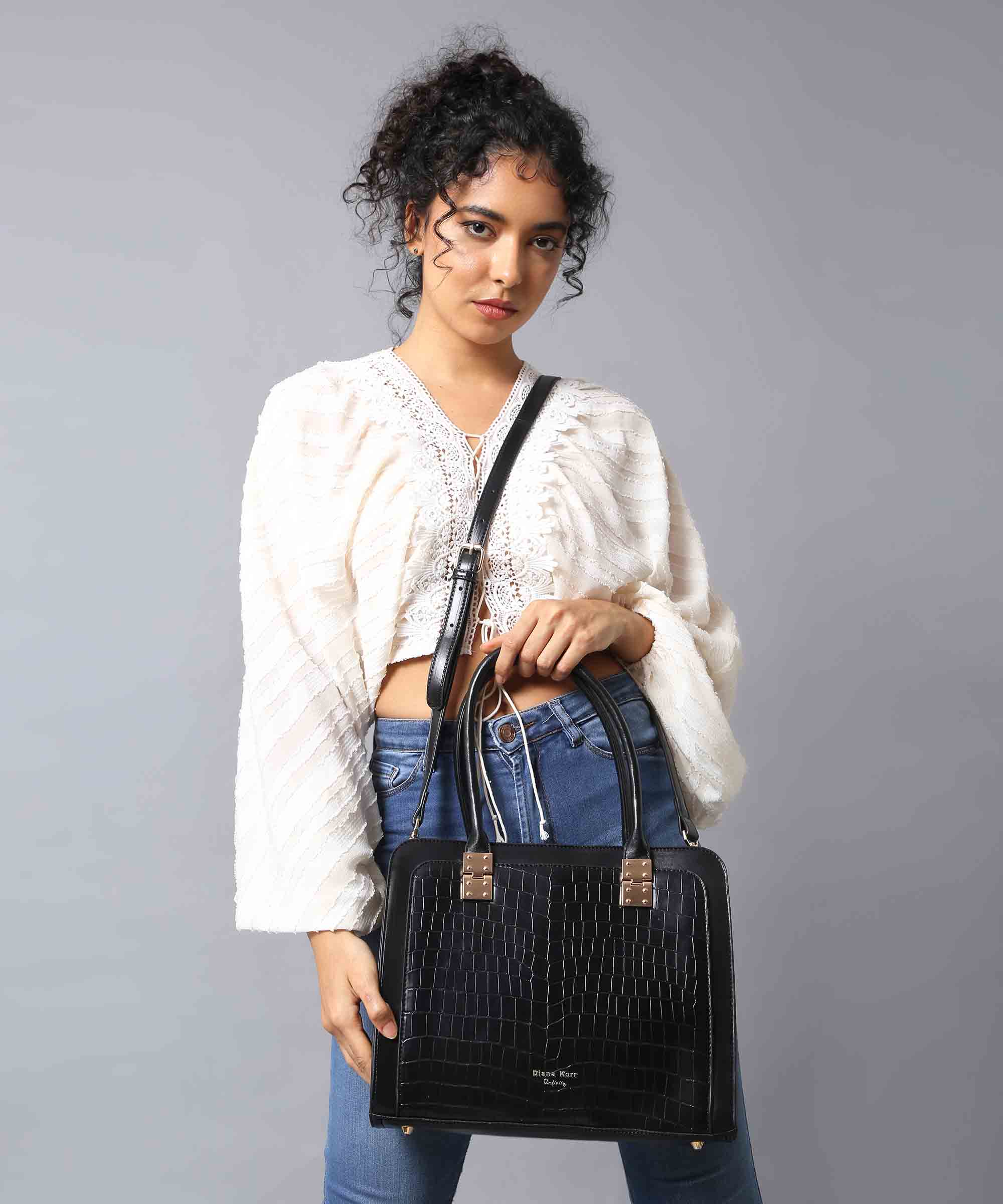 Diana Korr Croc-Embossed Structured Tote Bag