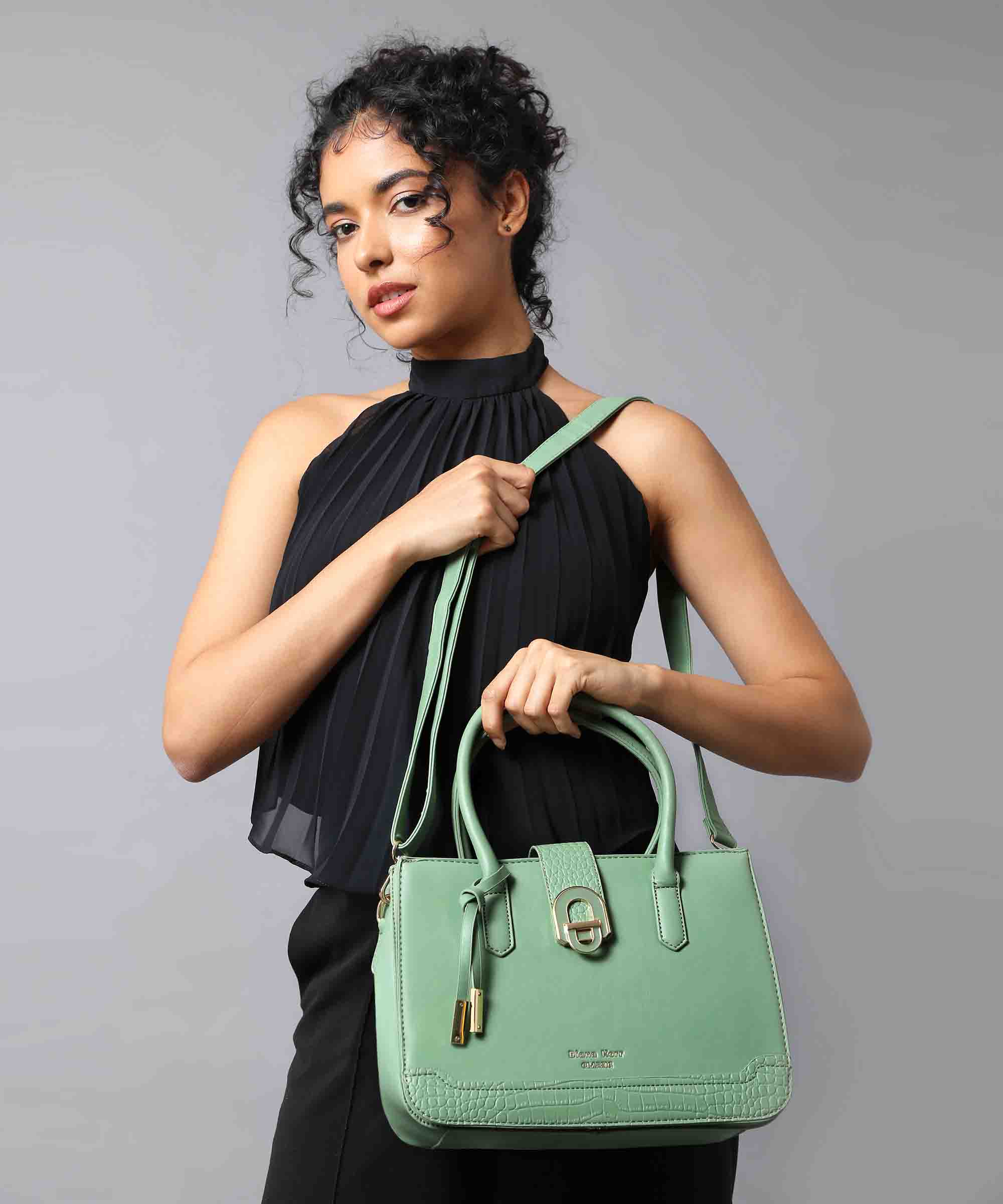 Diana Korr Croc-Embossed Satchel Bag