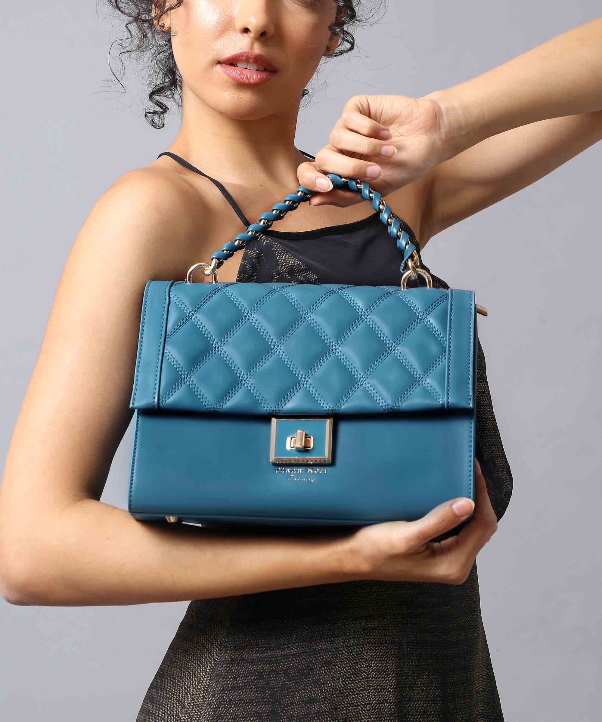 Stylish Top-Handle Bag with Quilted Detailing