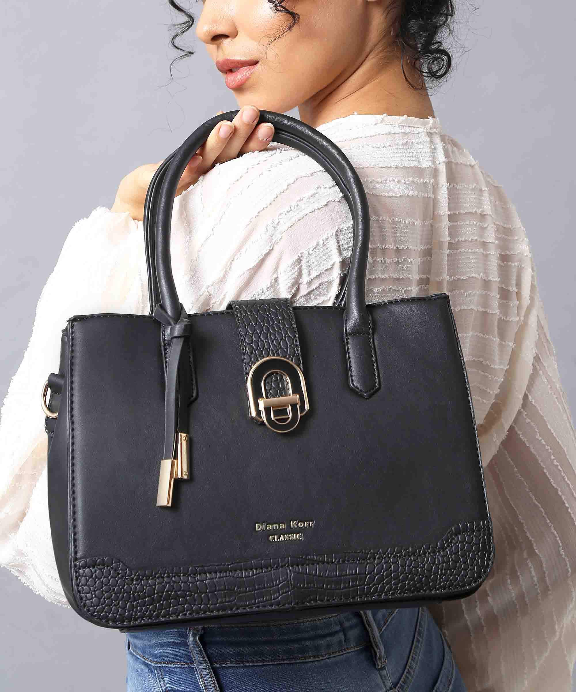 Diana Korr Croc-Embossed Satchel Bag