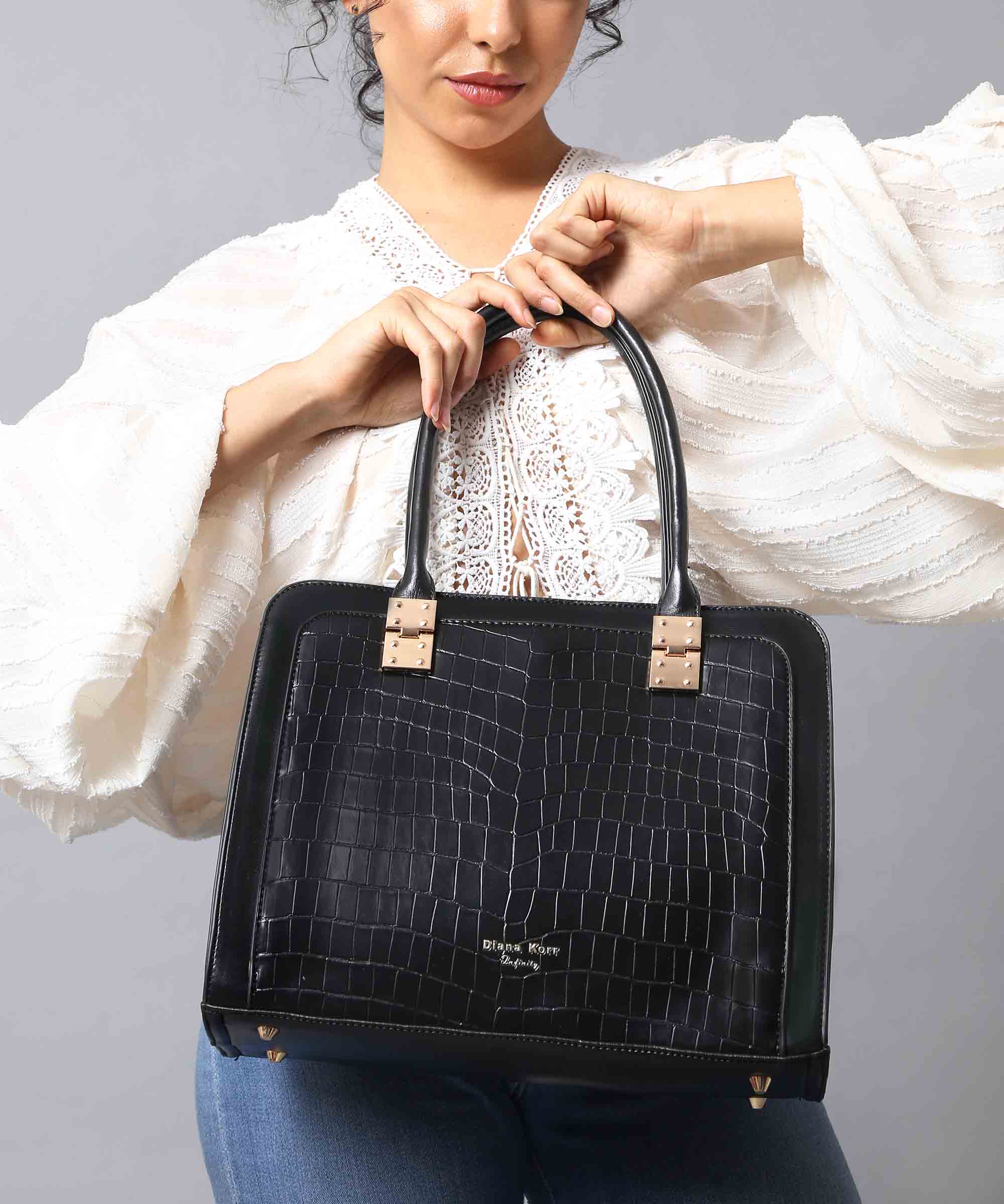 Diana Korr Croc-Embossed Structured Tote Bag