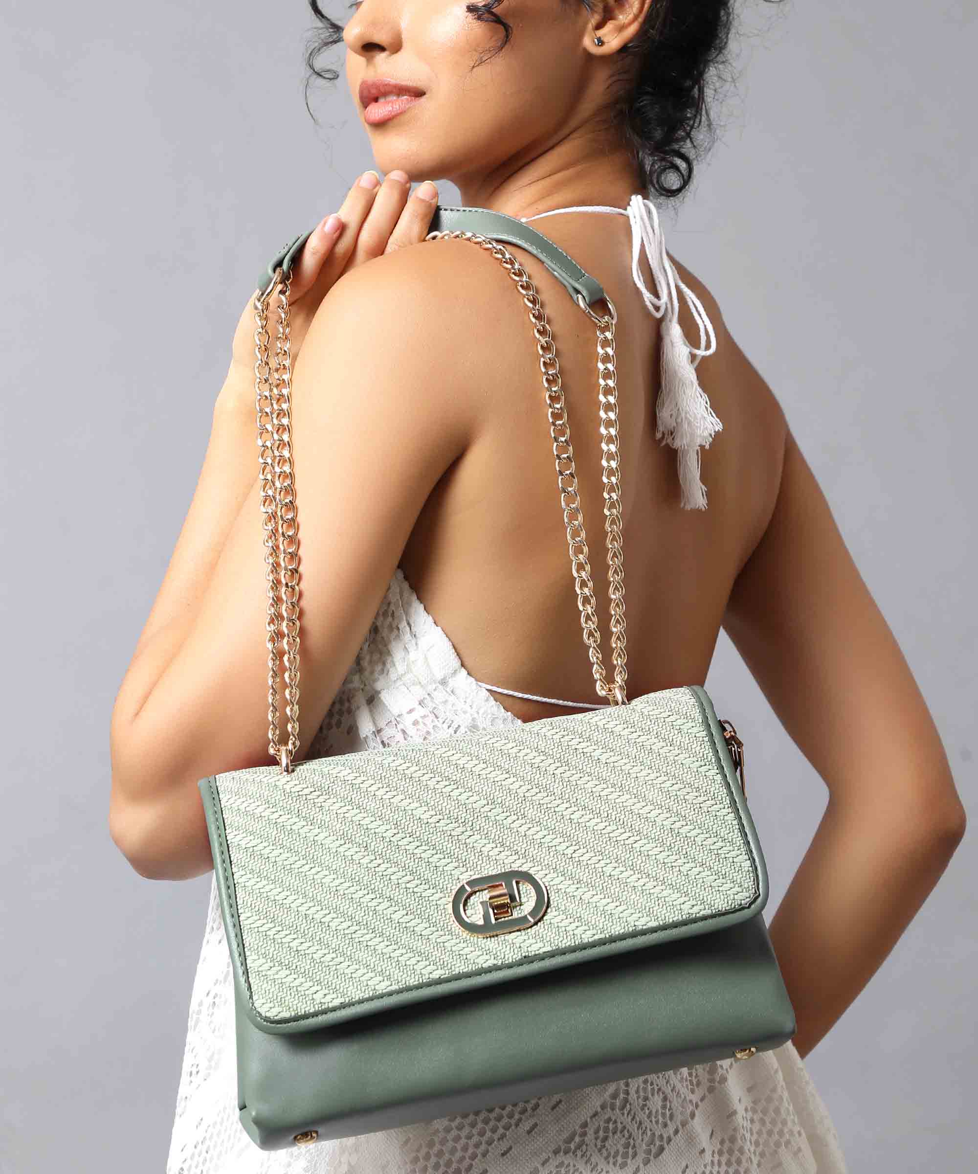 Diana Korr Woven Flap Shoulder Bag