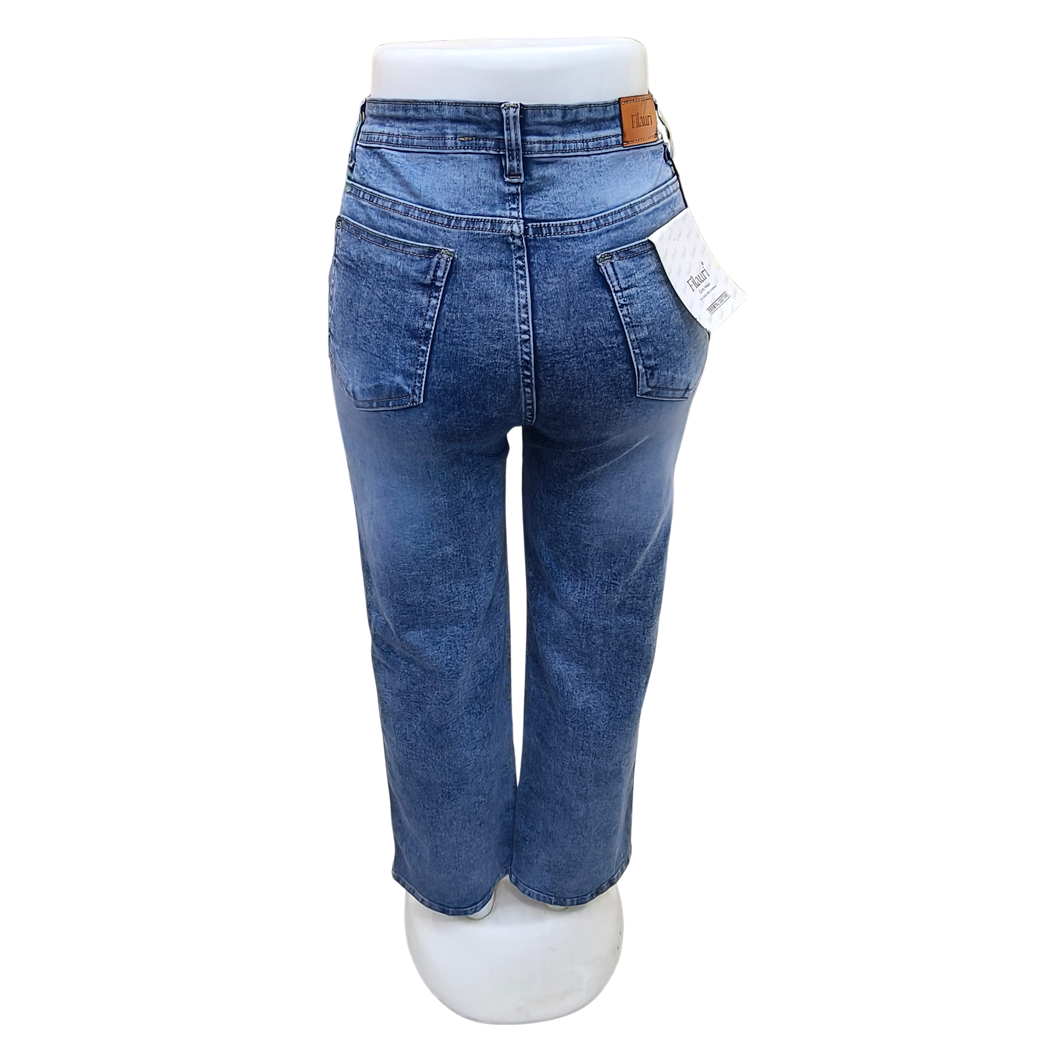 Filauri Women's Light Blue High Rise Straight Fit Jeans