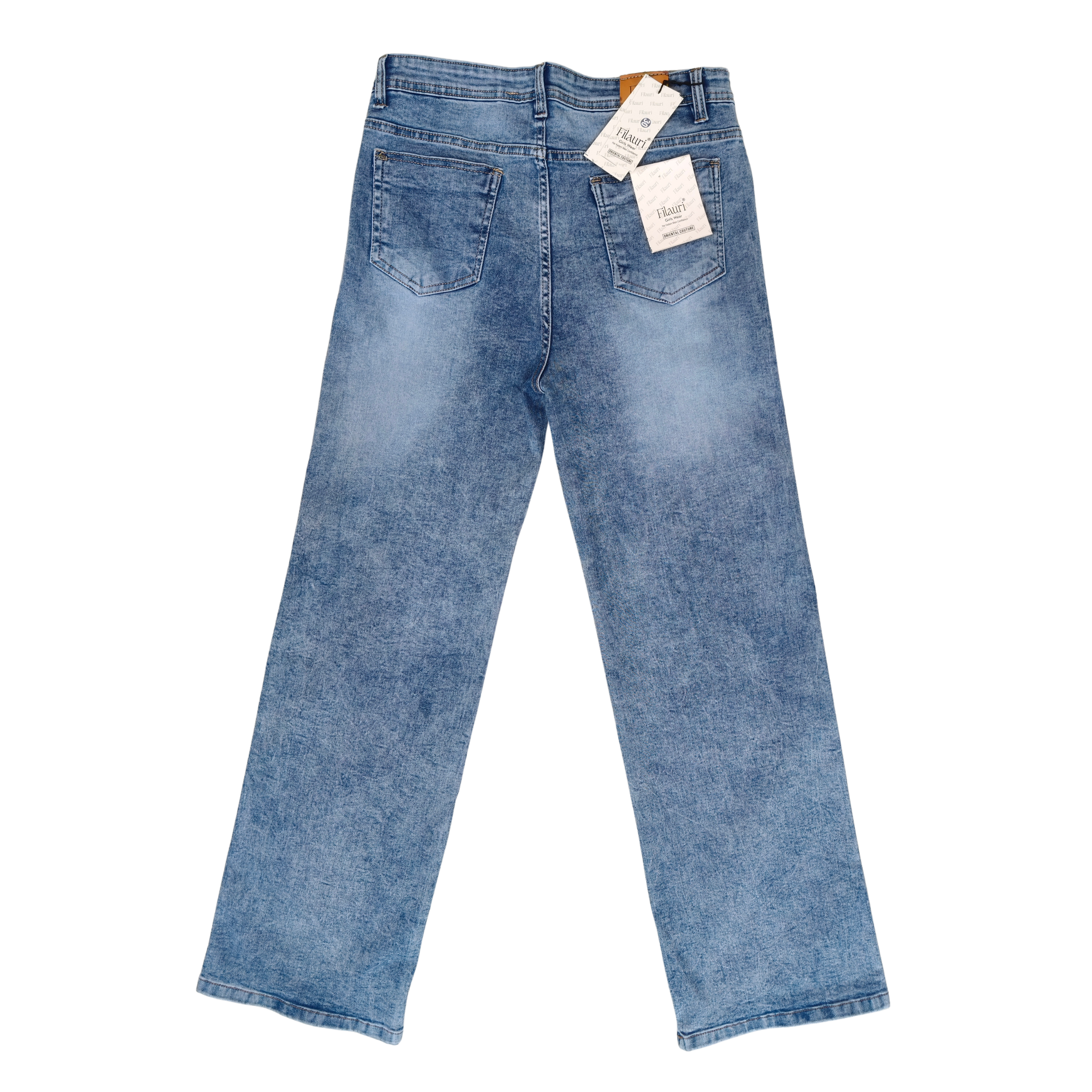 Filauri Women's Light Blue High Rise Straight Fit Jeans