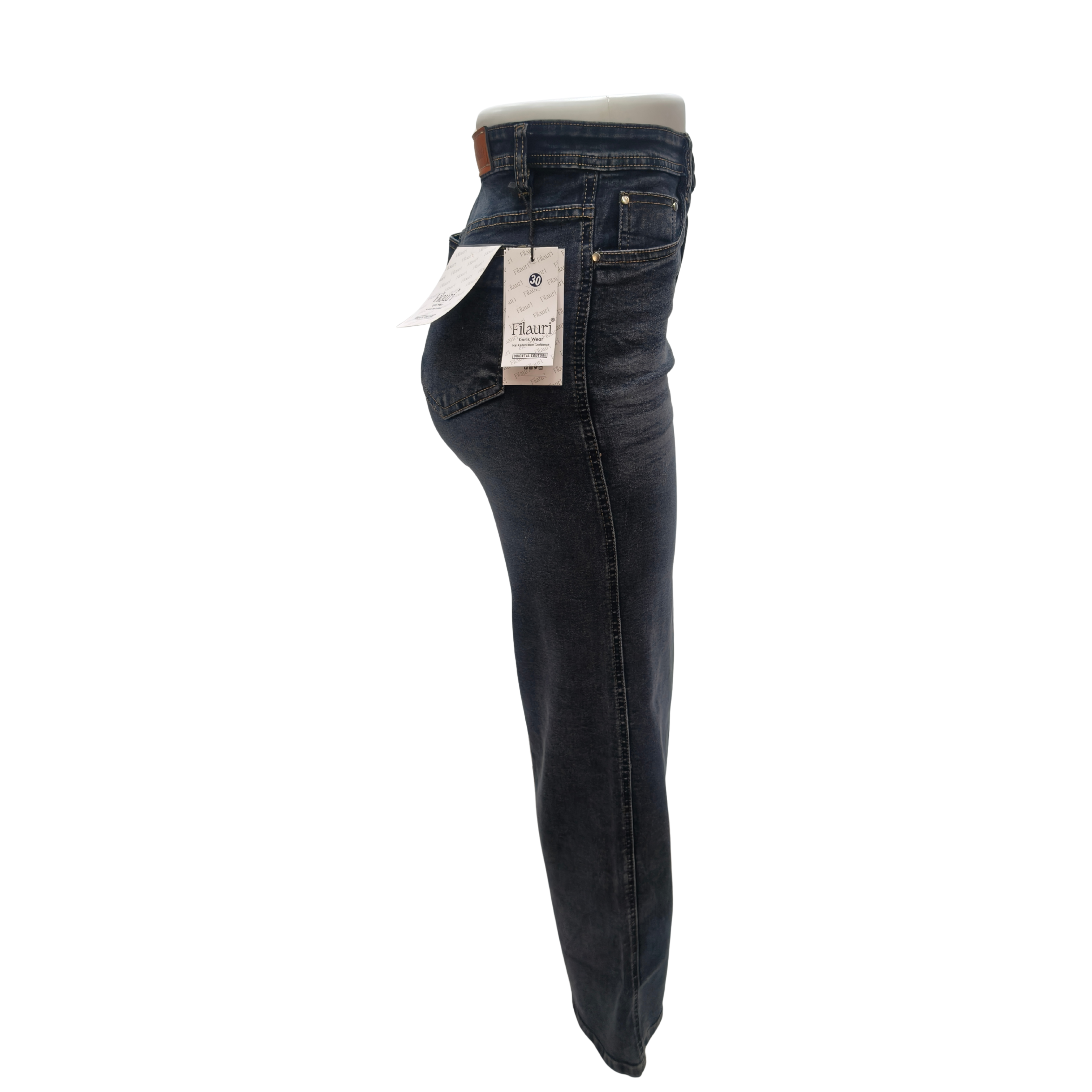Filauri Women's Dark Wash High Rise Straight Fit Jeans