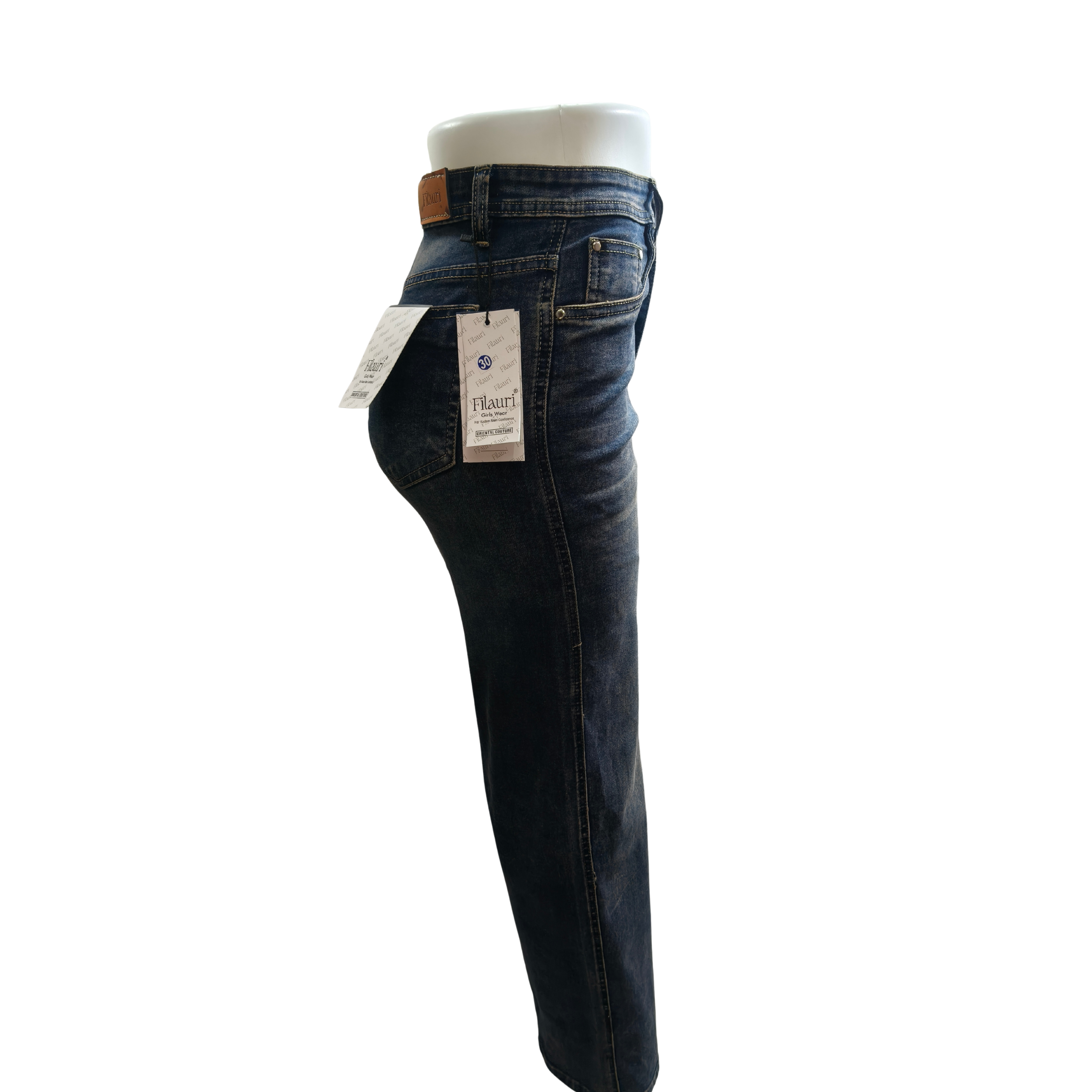 Filauri Women's Medium Blue High Rise Straight Fit Stretchable Jeans