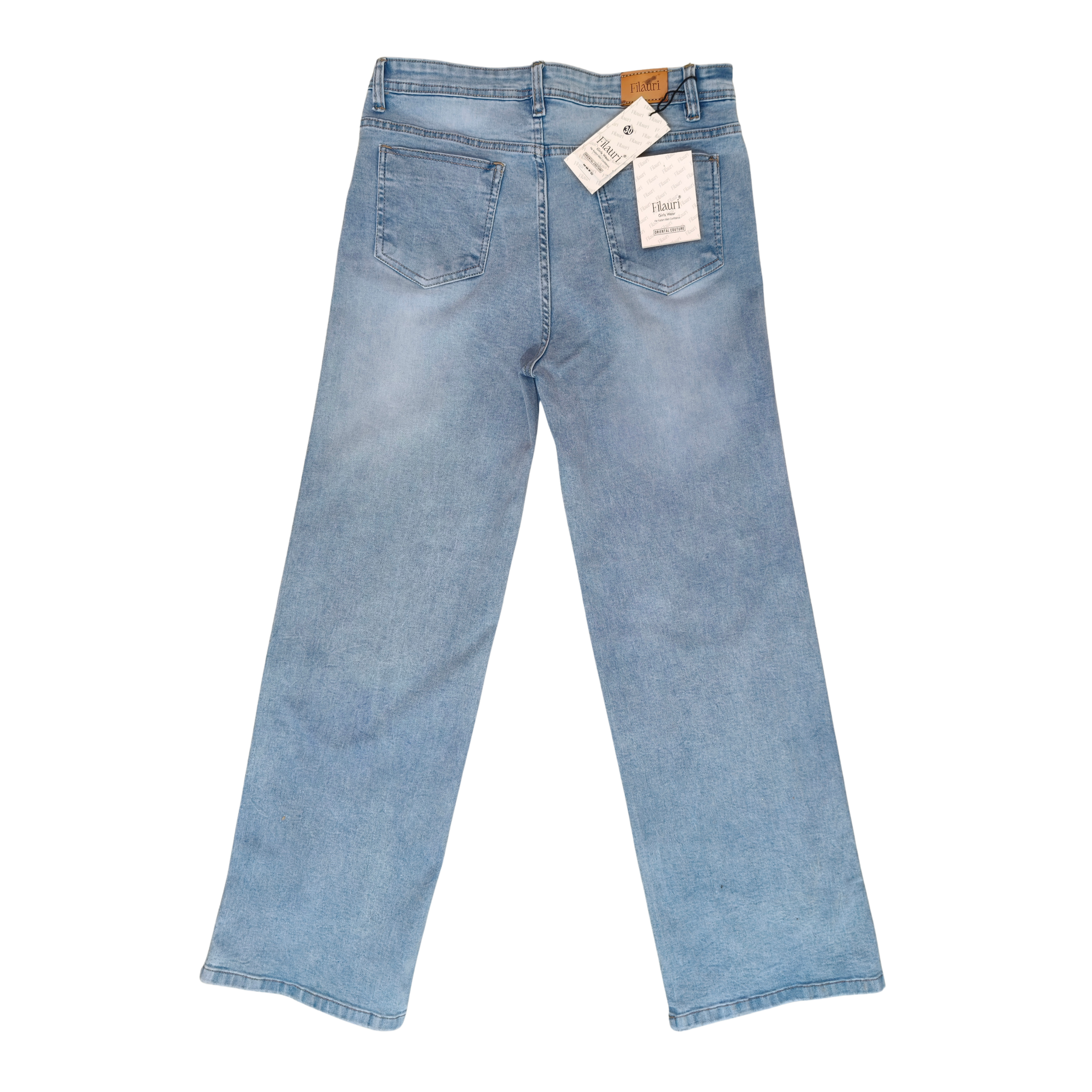 Filauri Women's High Rise Stretchable Wide Leg Jeans | Light Blue Wash