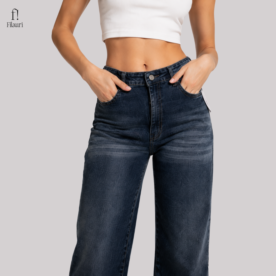 Filauri Women's Dark Wash High Rise Straight Fit Jeans