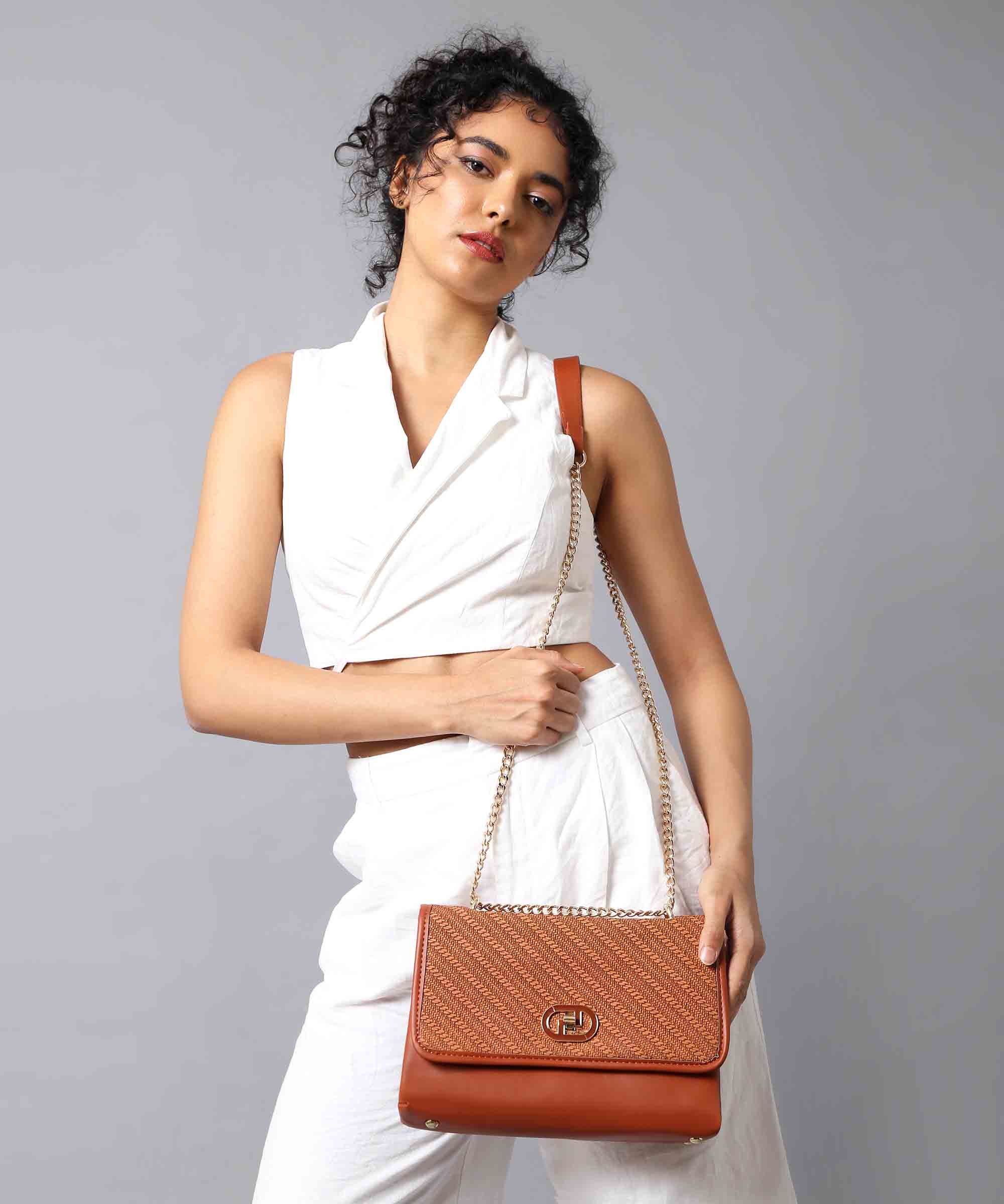 Diana Korr Woven Flap Shoulder Bag