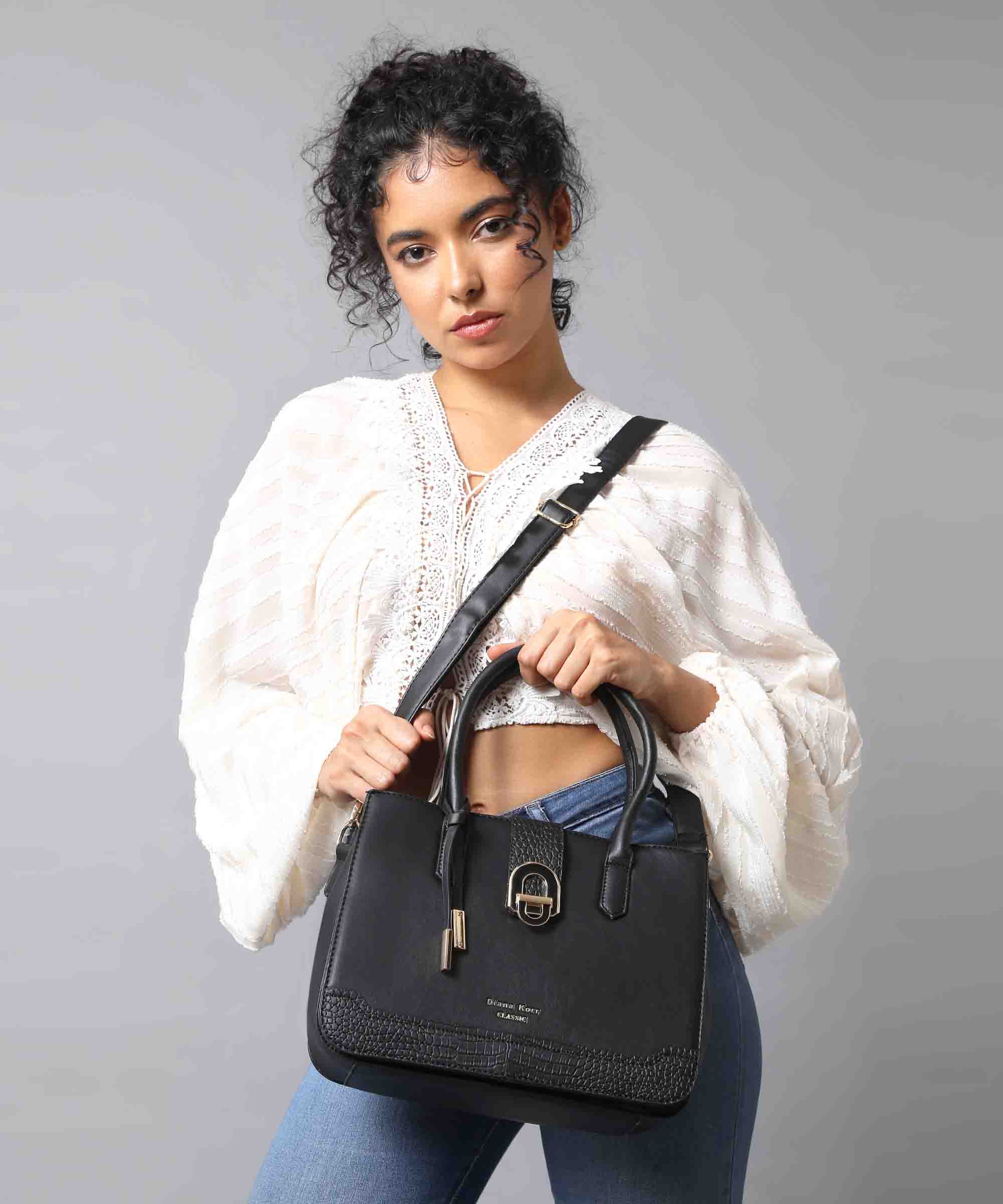 Diana Korr Croc-Embossed Satchel Bag