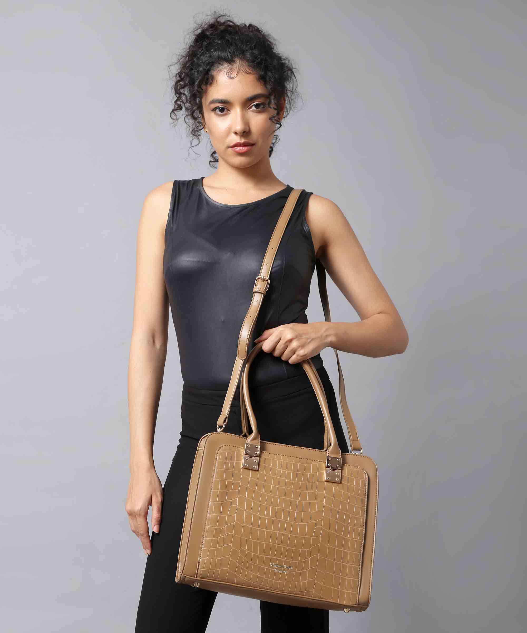Diana Korr Croc-Embossed Structured Tote Bag