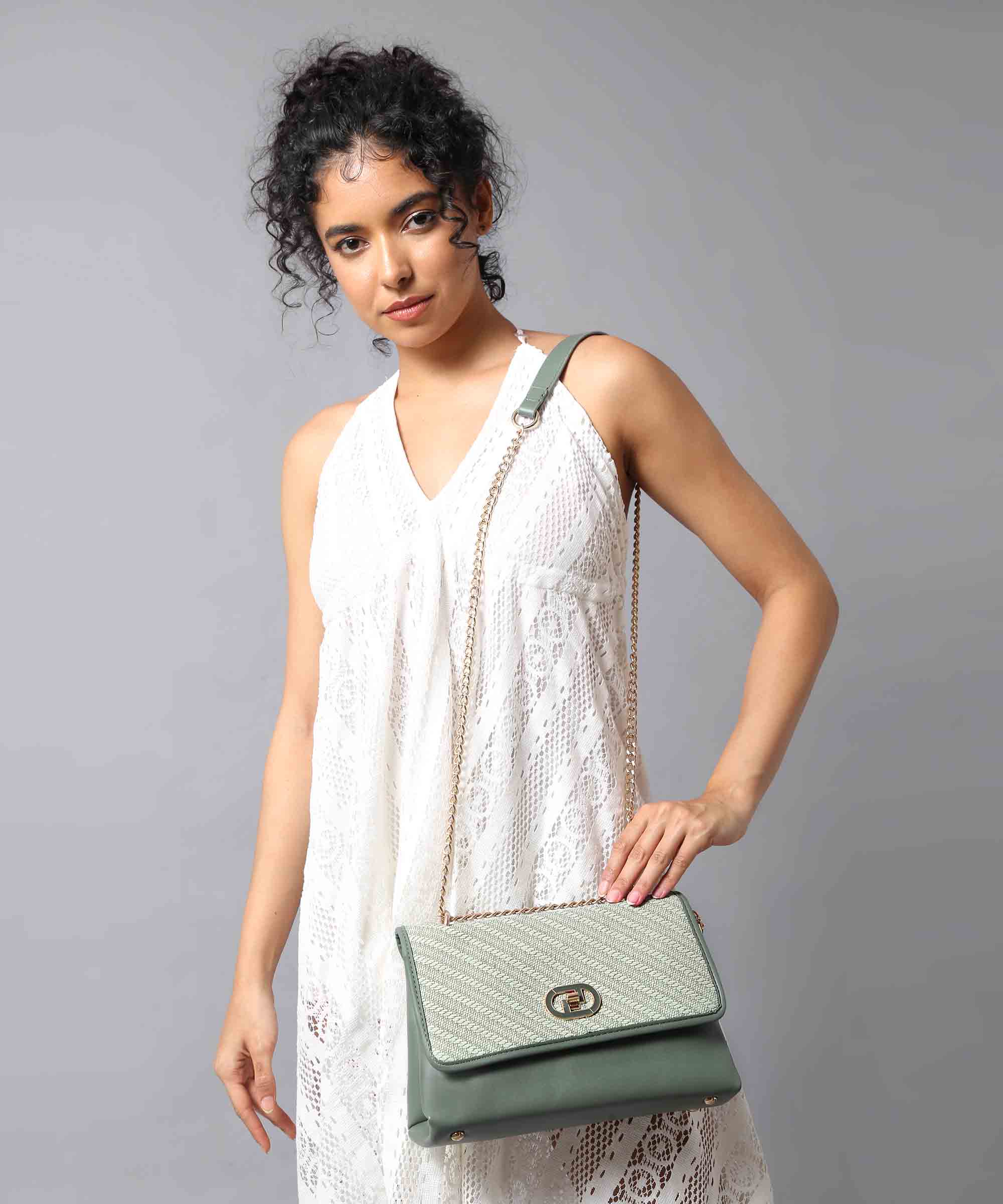 Diana Korr Woven Flap Shoulder Bag