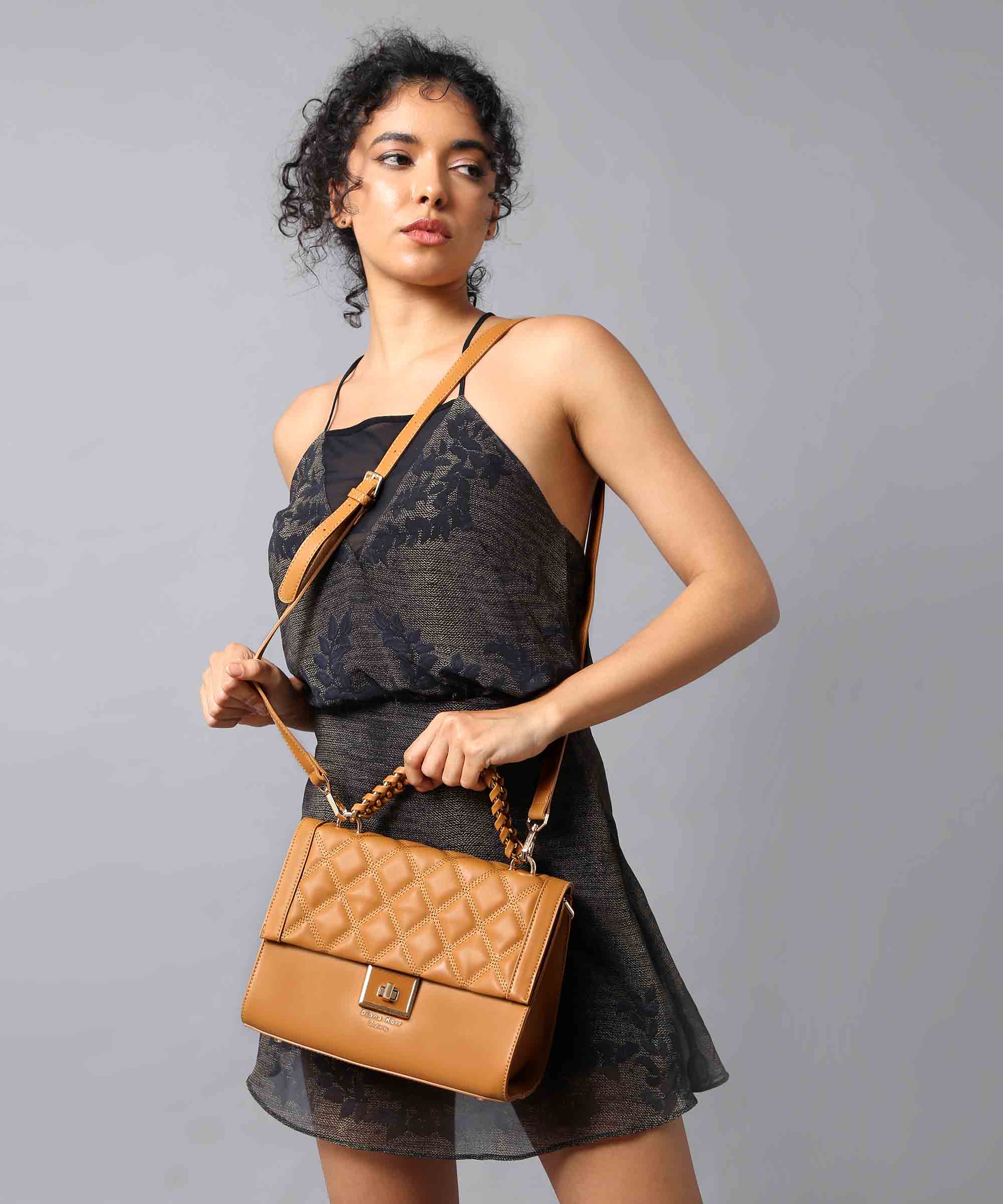 Stylish Top-Handle Bag with Quilted Detailing