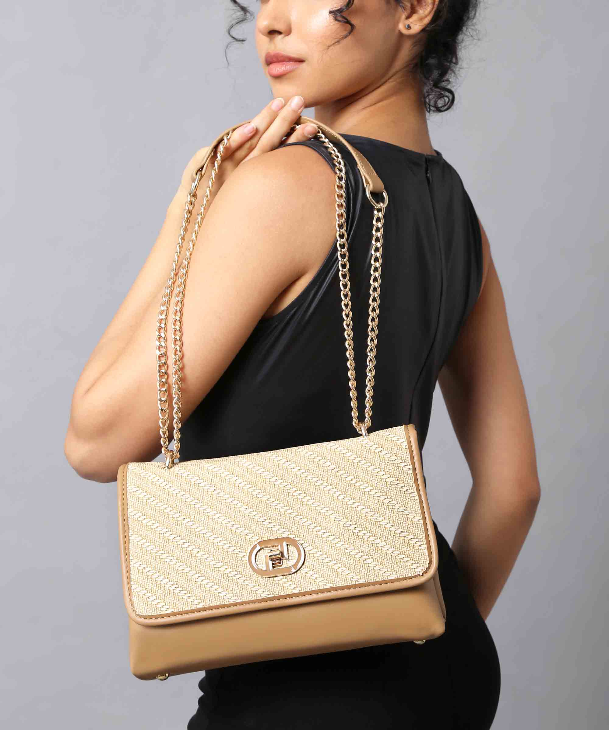 Diana Korr Woven Flap Shoulder Bag