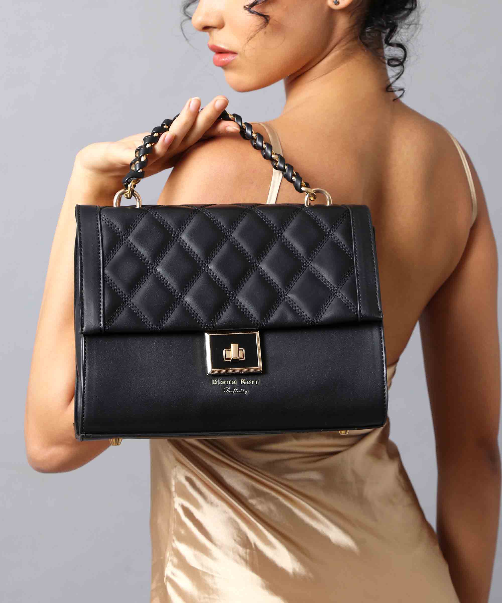 Stylish Top-Handle Bag with Quilted Detailing