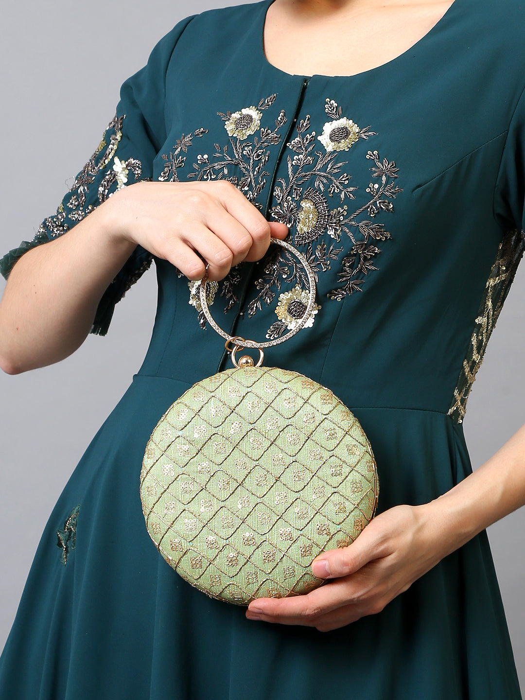Filauri Enchanted Circle Embroidered Clutch