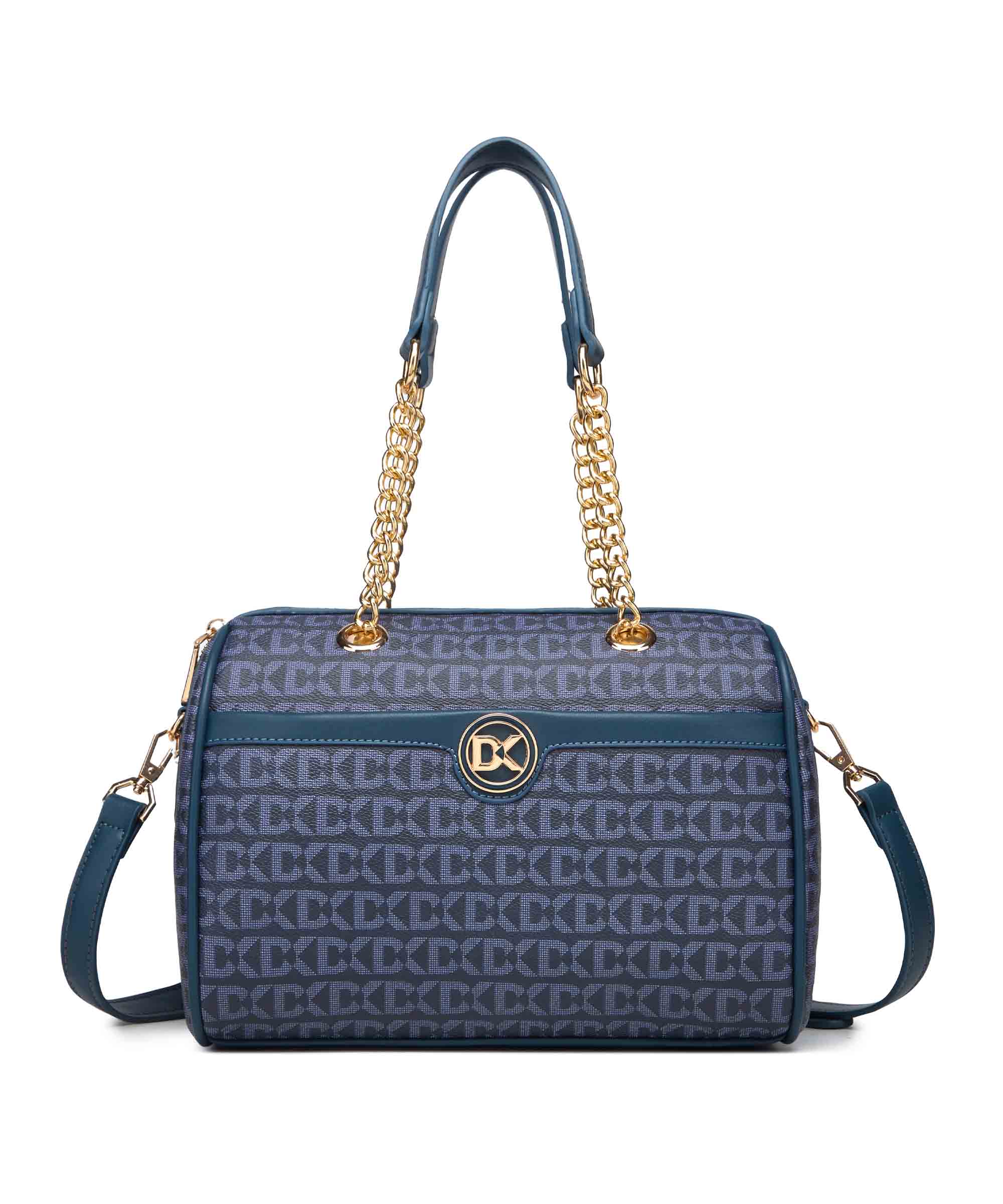 Luxurious Duffle Bag with Gold Chain Accent
