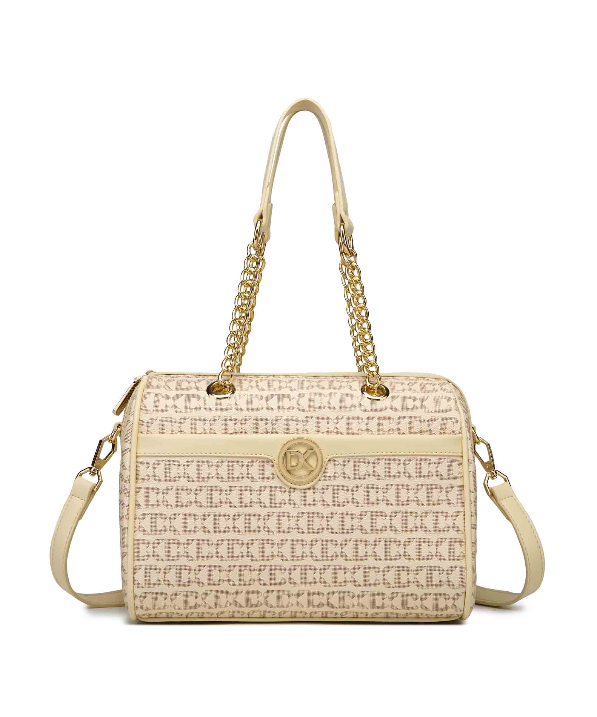 Luxurious Duffle Bag with Gold Chain Accent