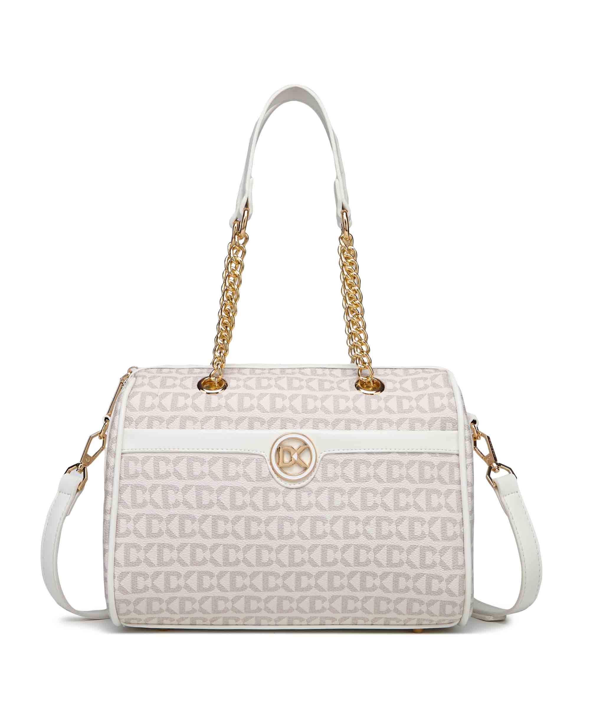 Luxurious Duffle Bag with Gold Chain Accent