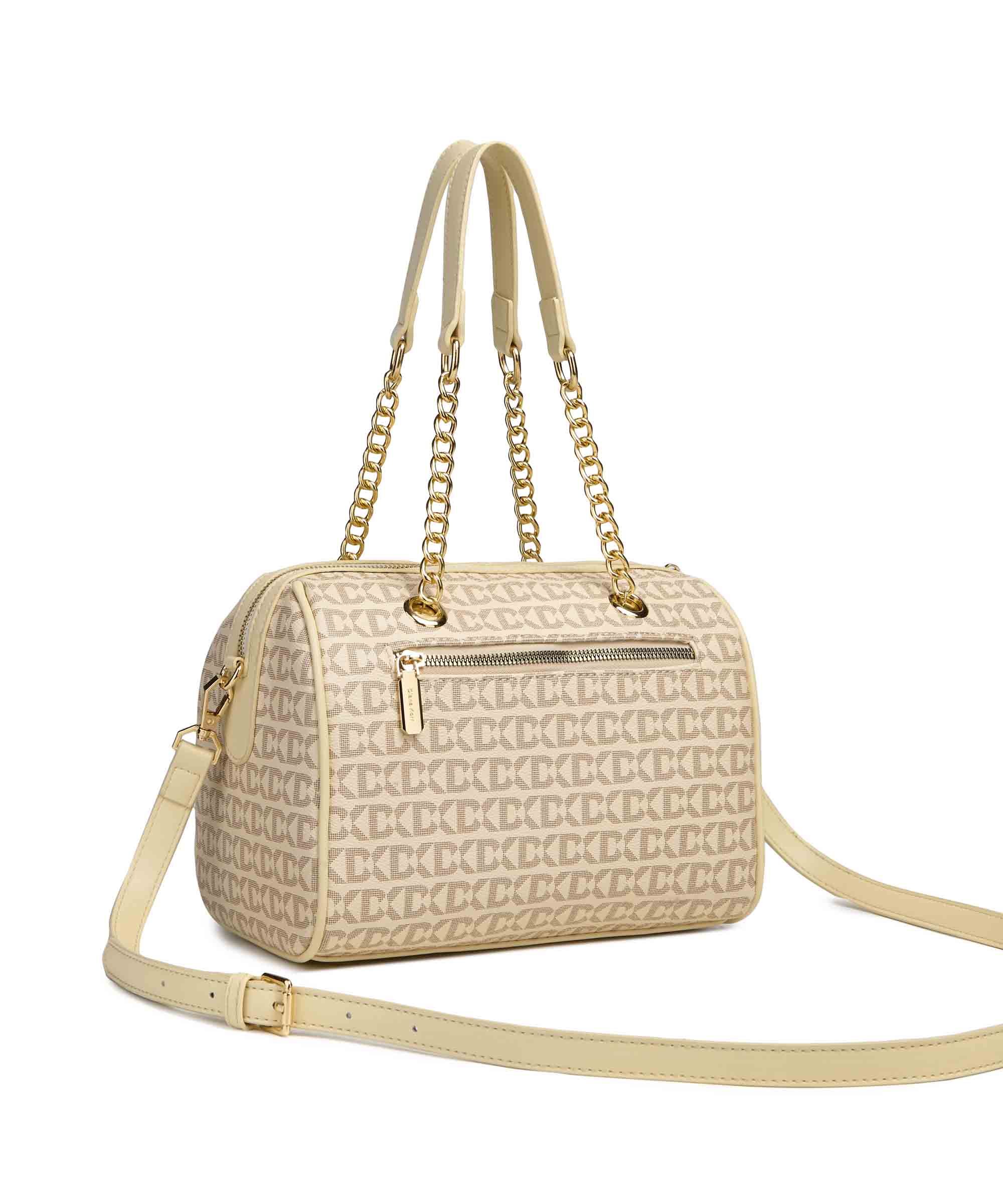 Luxurious Duffle Bag with Gold Chain Accent