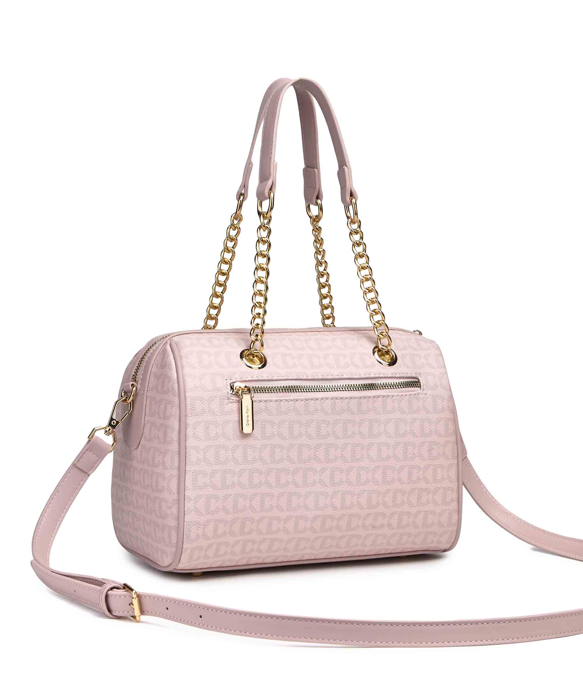 Luxurious Duffle Bag with Gold Chain Accent