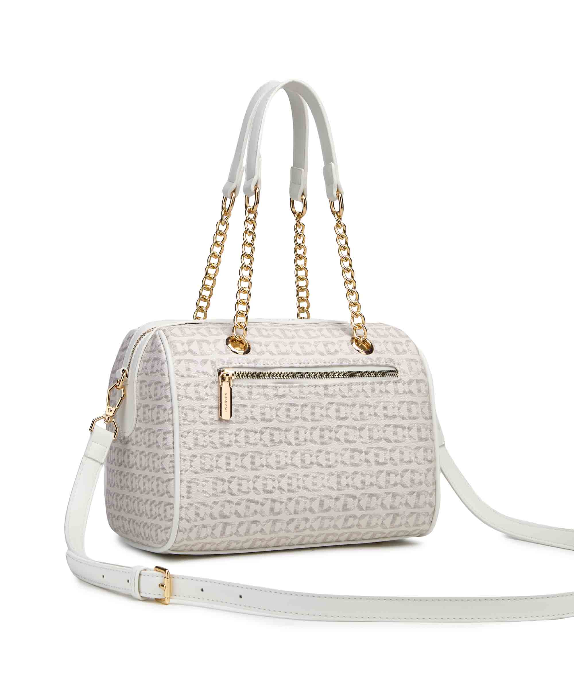 Luxurious Duffle Bag with Gold Chain Accent