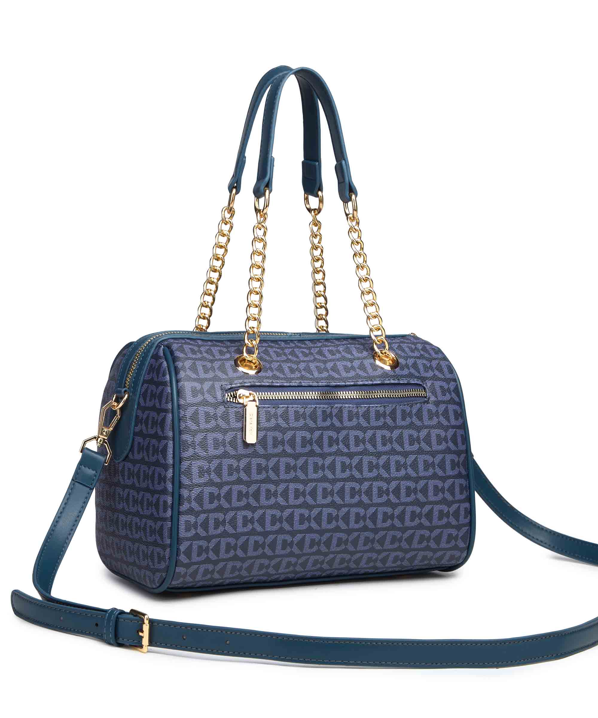 Luxurious Duffle Bag with Gold Chain Accent