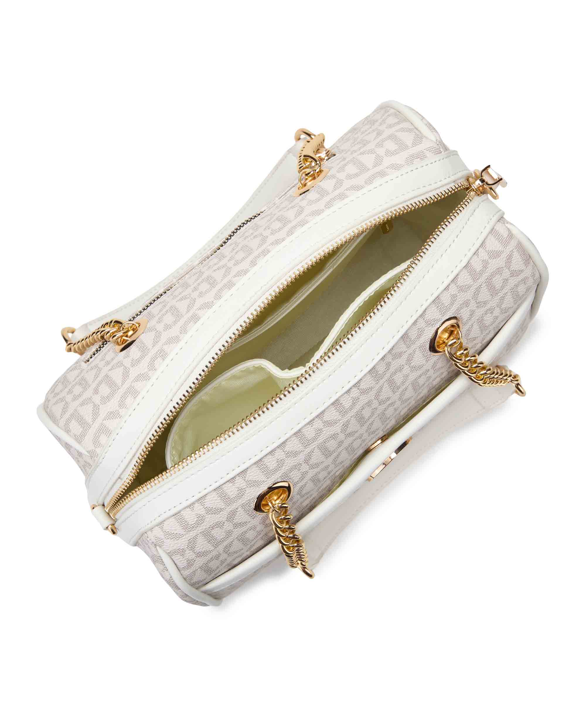 Luxurious Duffle Bag with Gold Chain Accent
