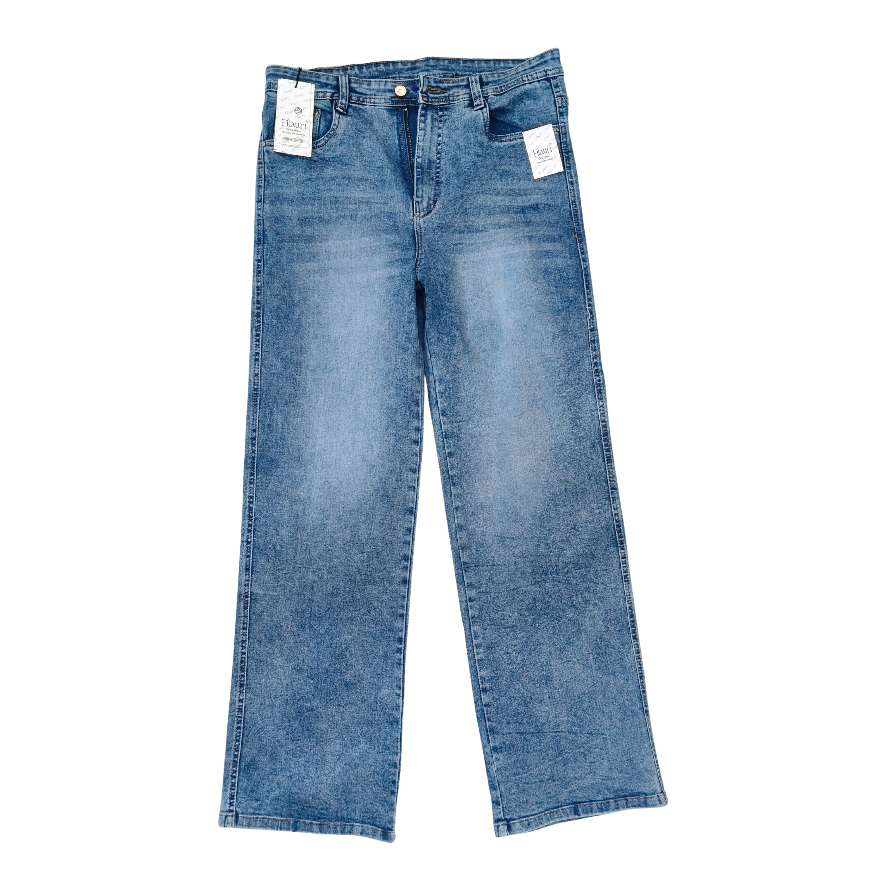 Filauri Women's Light Blue High Rise Straight Fit Jeans Flat Lay Front