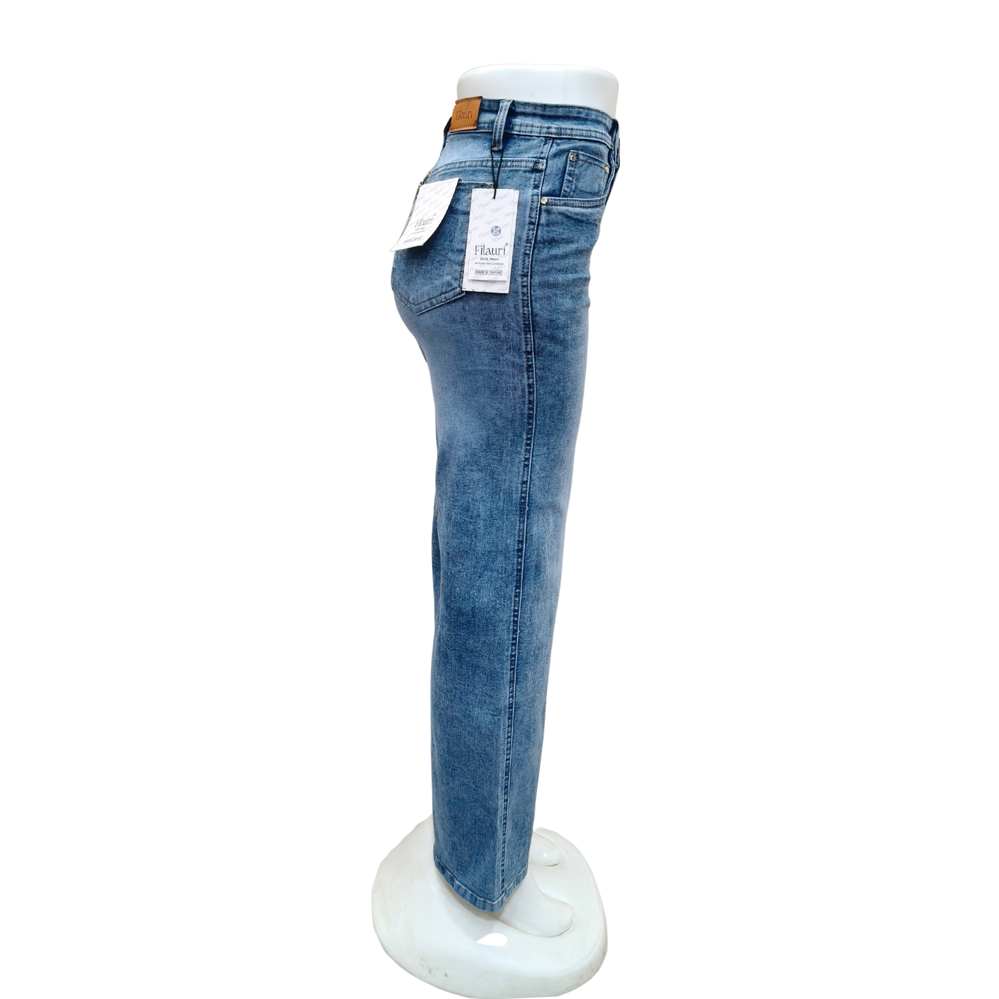 Filauri Women's Light Blue High Rise Straight Fit Jeans