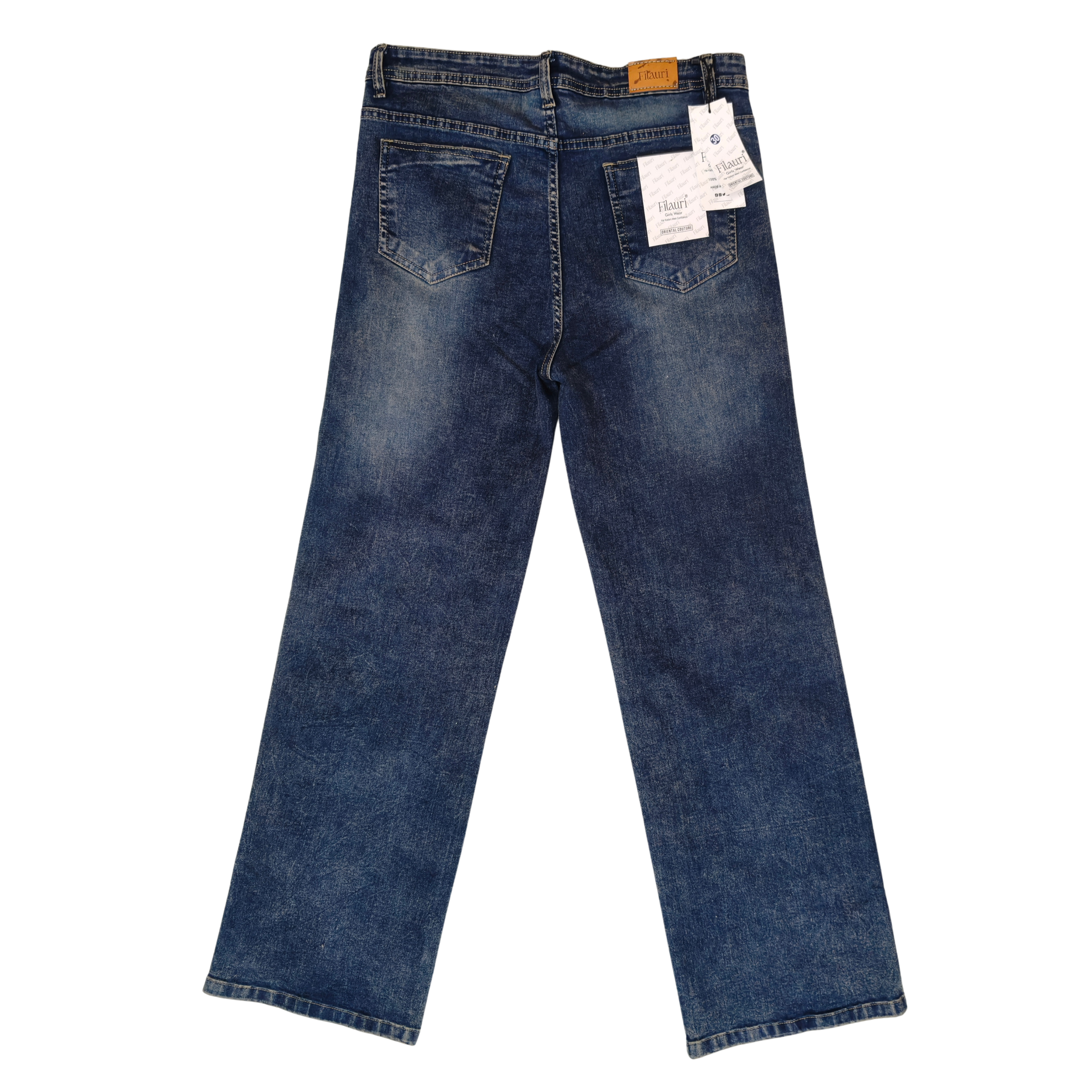 Filauri Women's Medium Blue High Rise Straight Fit Stretchable Jeans