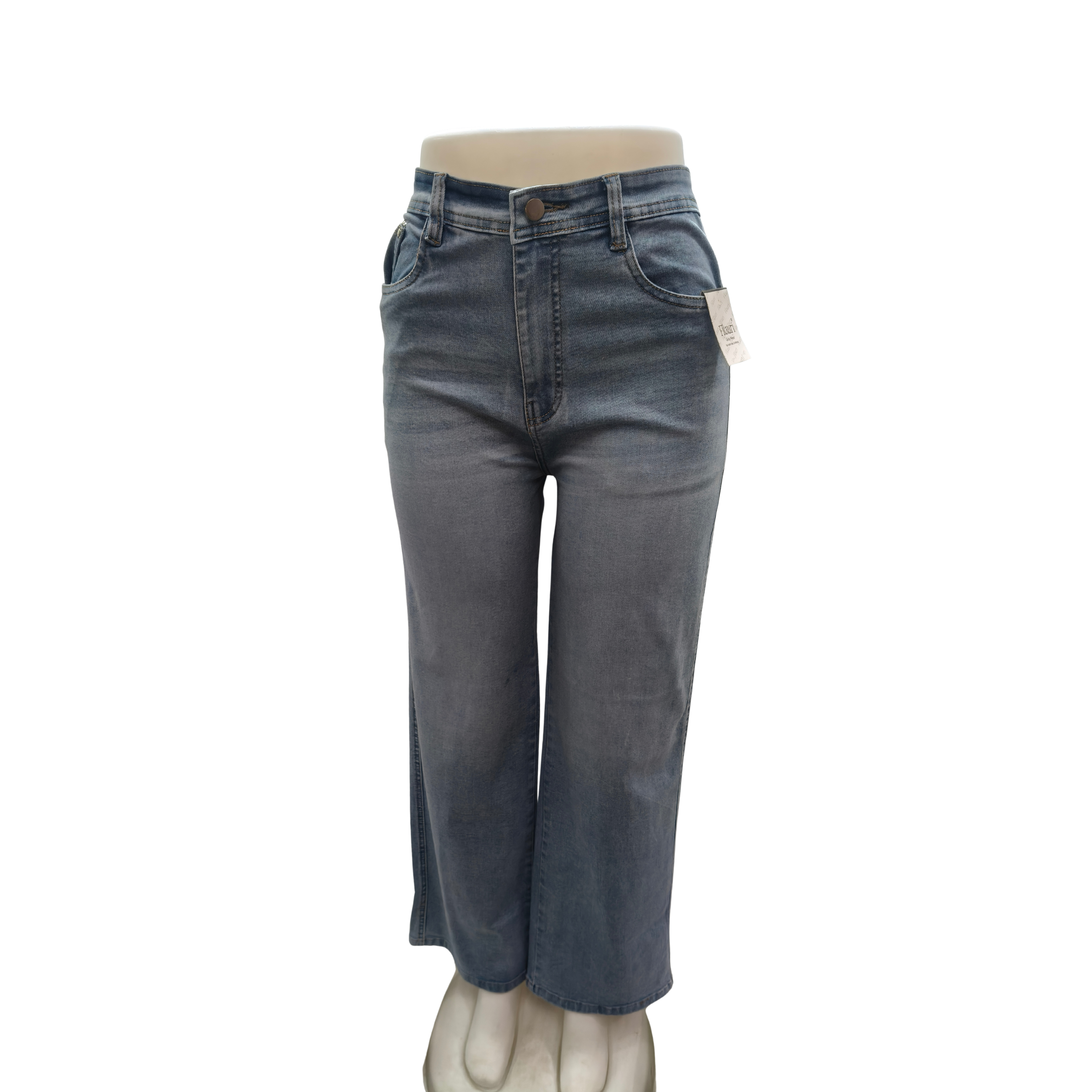 Filauri Women's High Rise Stretchable Wide Leg Jeans | Light Blue Wash