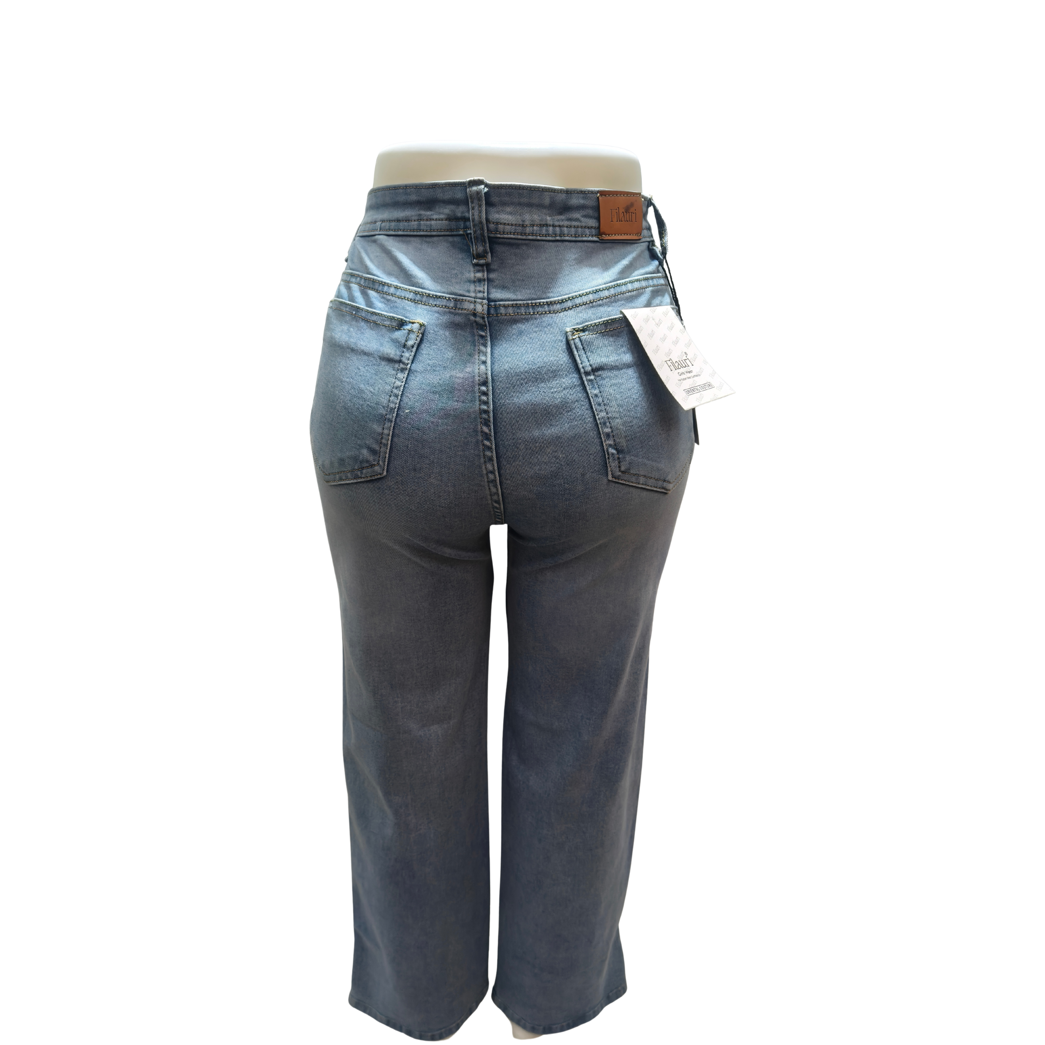 Filauri Women's High Rise Stretchable Wide Leg Jeans | Light Blue Wash