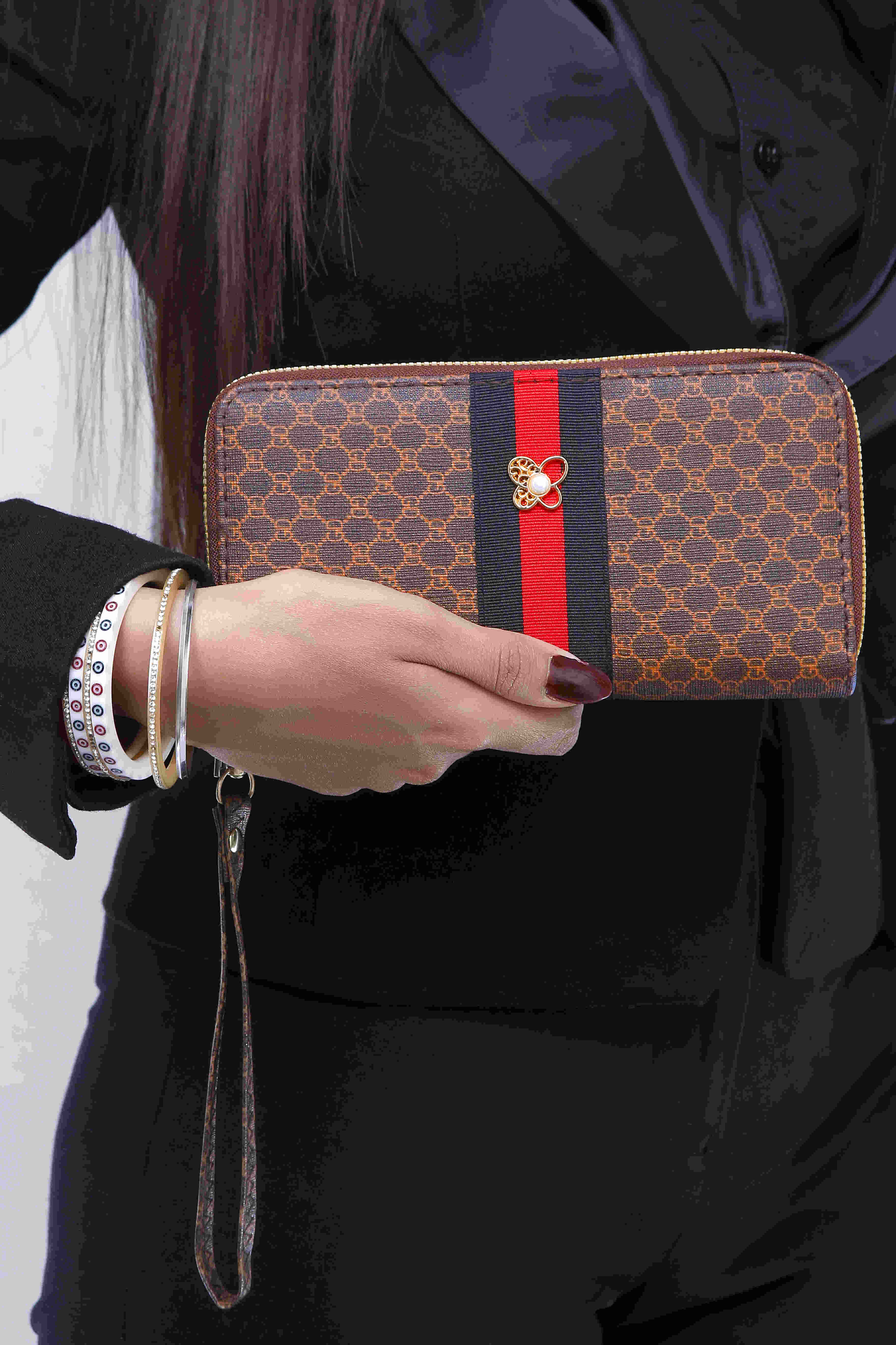 Designer Pattern Zip Closure Clutch For Women